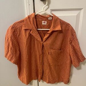 Levi's Orange Button-Up Shirt with White Dots